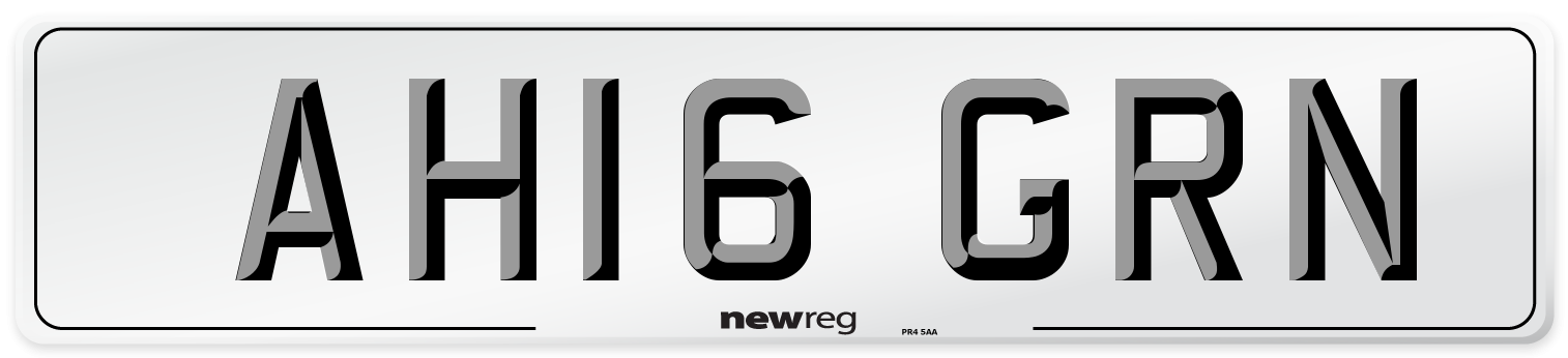 AH16 GRN Number Plate from New Reg